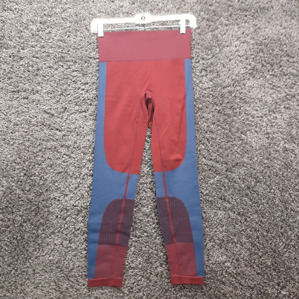 Joylab Leggings Women Small Maroon Blue Athletic Athleisure Stretch Yoga Pants